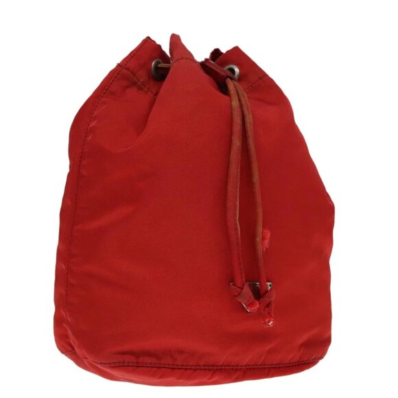PRADA Pouch Nylon Red Silver Auth ti2074 - Picture 1 of 16